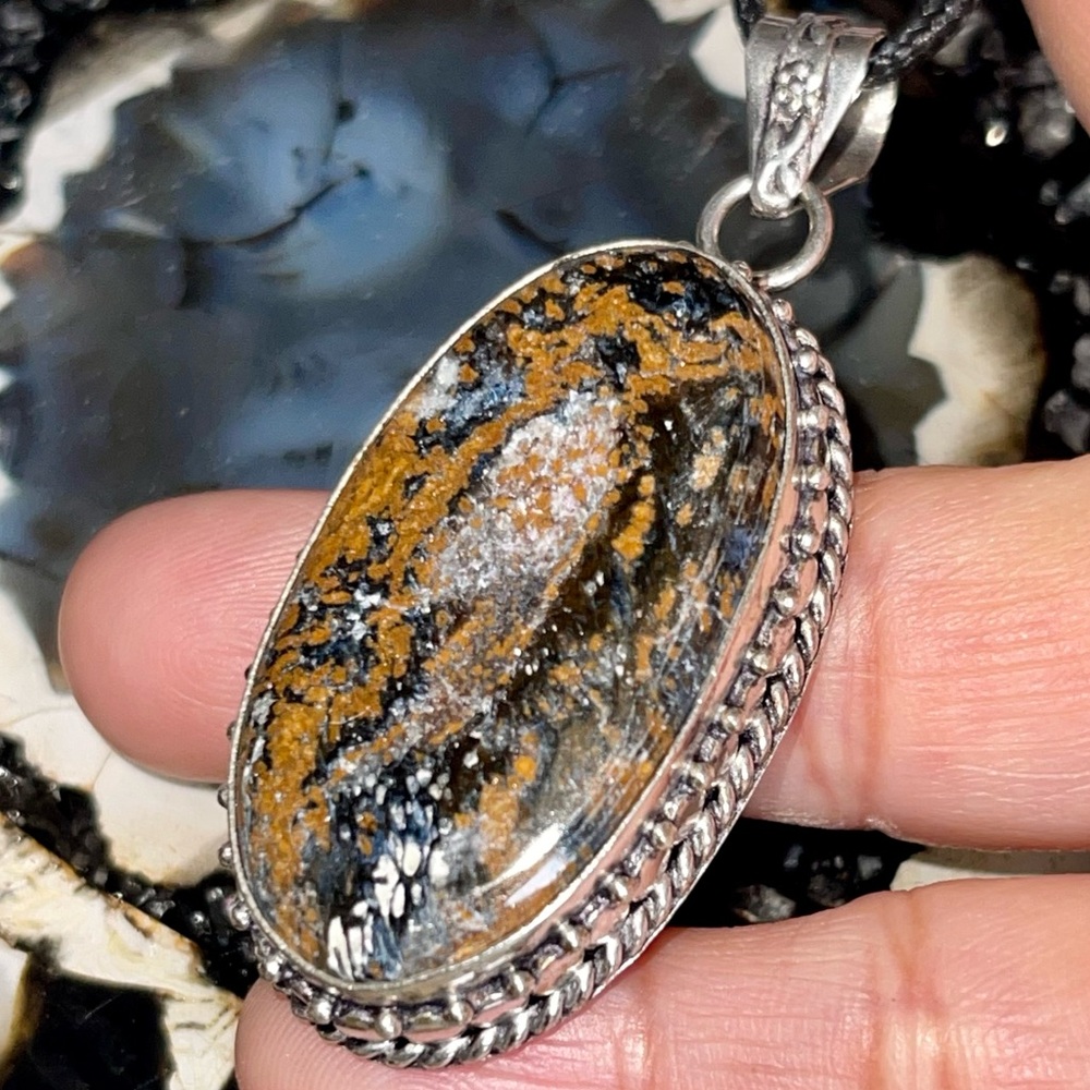 Beautiful Earthy Tone Petrified Wood Pendant 2 1/4”
